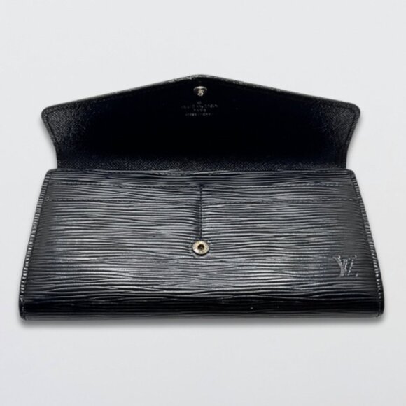 Louis Vuitton Sarah Long Wallet Epi Leather Silver-Tone Press Rear Pocket Black - Picture 4 of 16